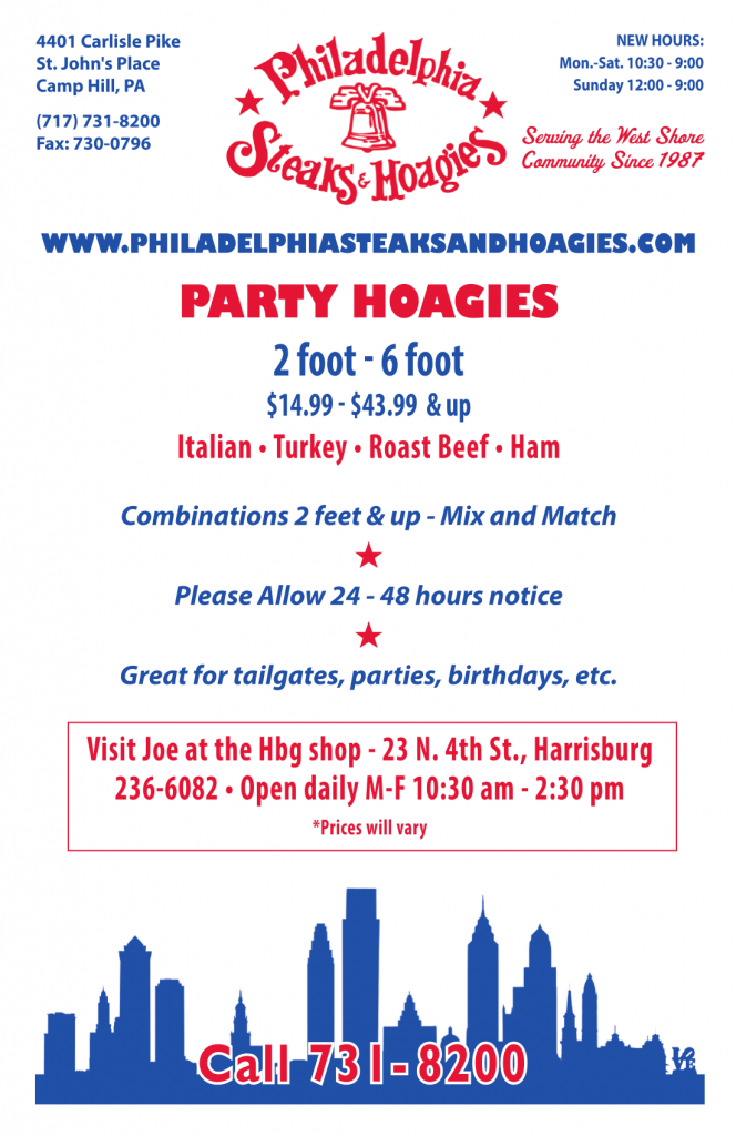 Menu Philadelphia Steaks and Hoagies